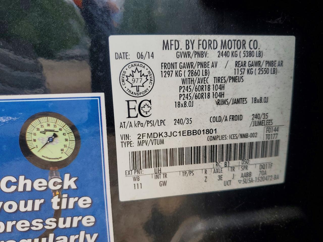 2014 Ford Edge Sel Black vin: 2FMDK3JC1EBB01801