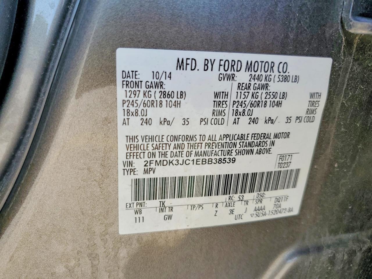 2014 Ford Edge Sel Brown vin: 2FMDK3JC1EBB38539