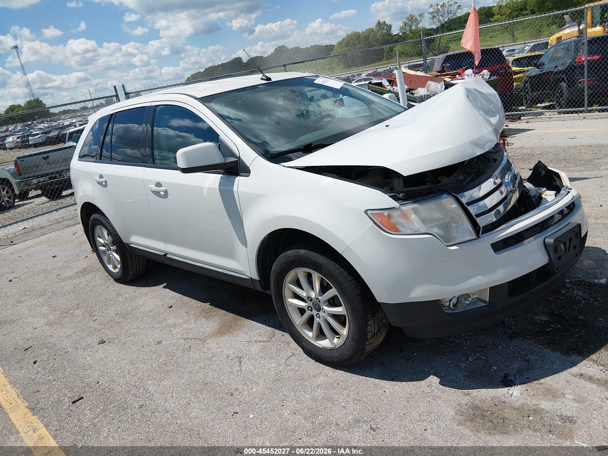 2010 Ford Edge Sel White vin: 2FMDK3JC2ABB45221