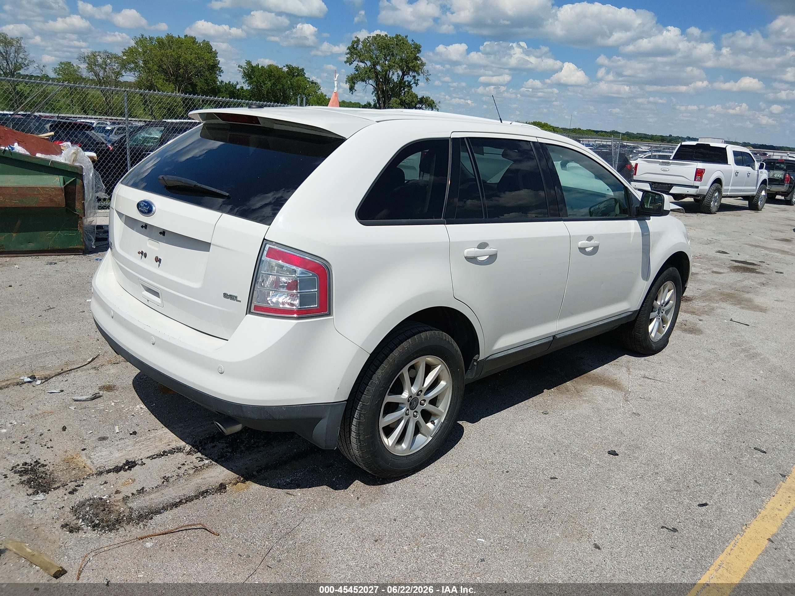 2010 Ford Edge Sel White vin: 2FMDK3JC2ABB45221