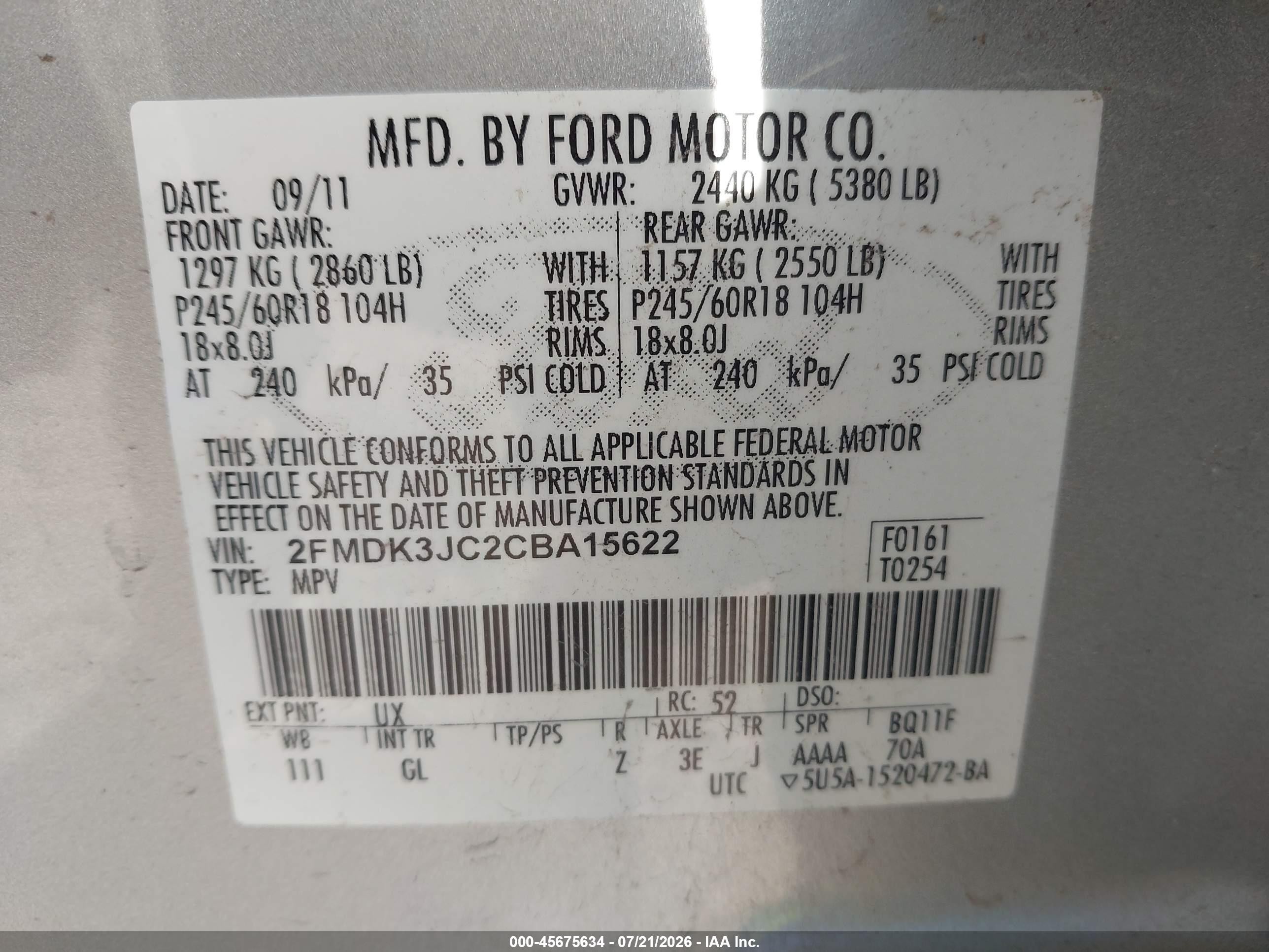 2012 Ford Edge Sel Silver vin: 2FMDK3JC2CBA15622