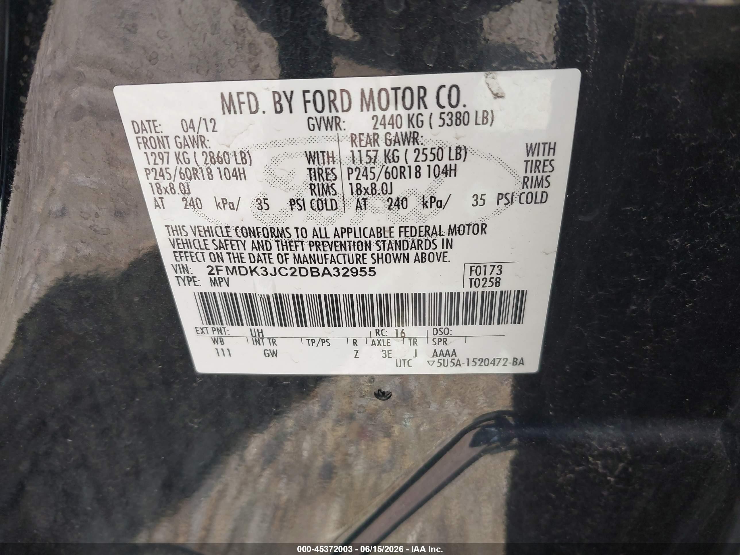 2013 Ford Edge Sel Черный vin: 2FMDK3JC2DBA32955