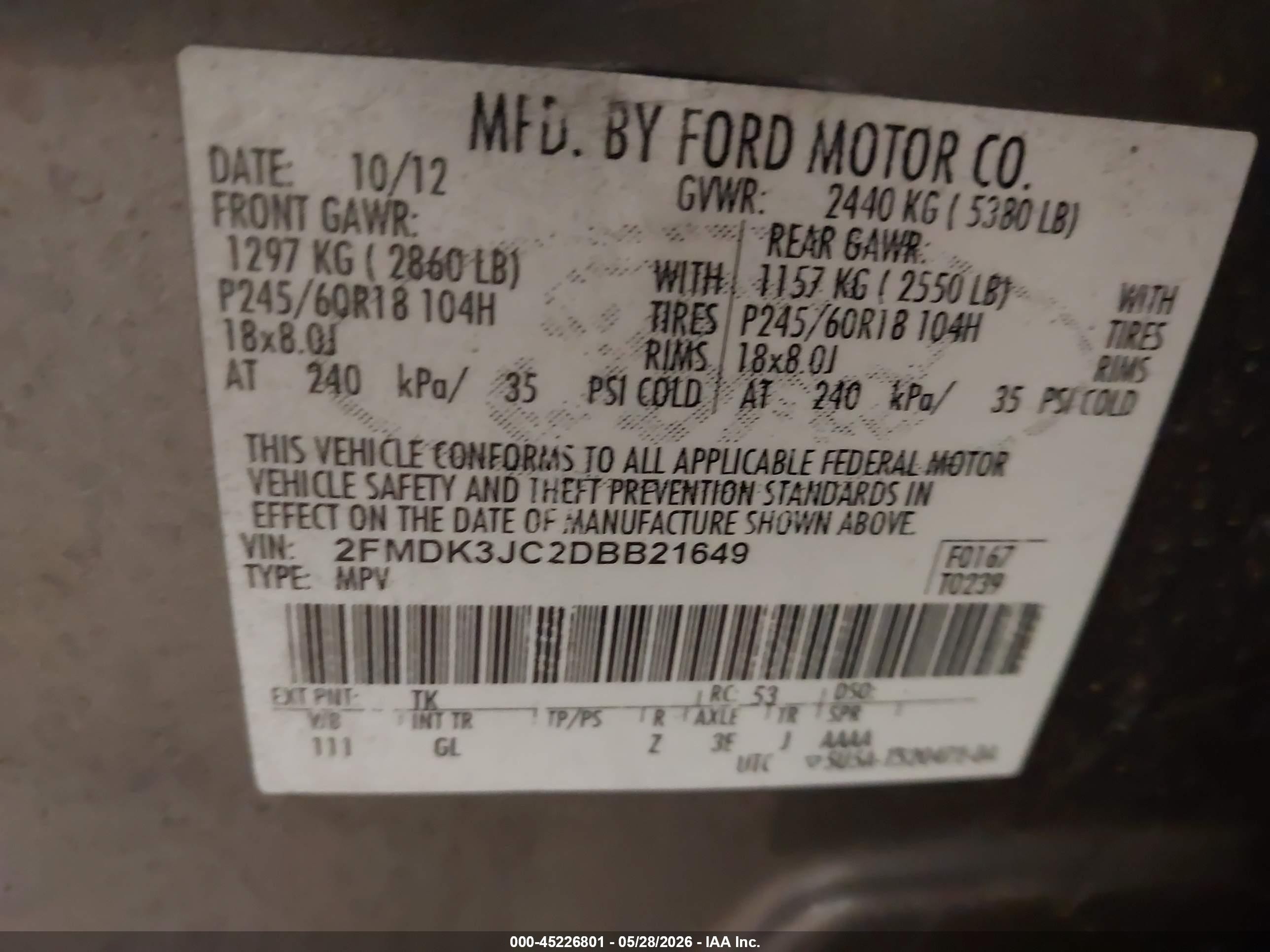 2013 Ford Edge Sel Dark Brown vin: 2FMDK3JC2DBB21649