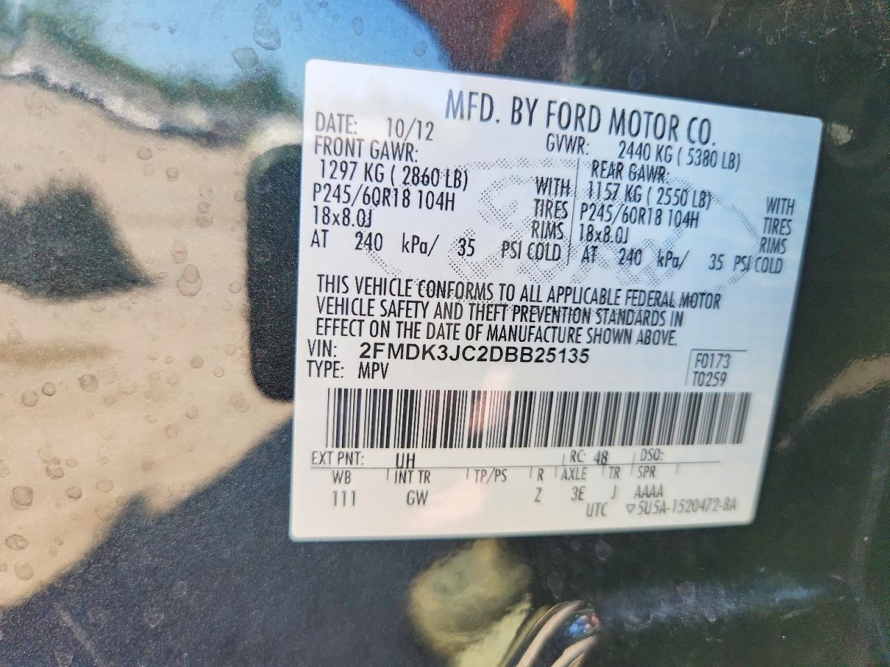 2013 Ford Edge Sel Black vin: 2FMDK3JC2DBB25135