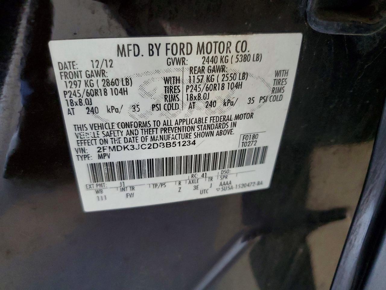 2013 Ford Edge Sel Черный vin: 2FMDK3JC2DBB51234