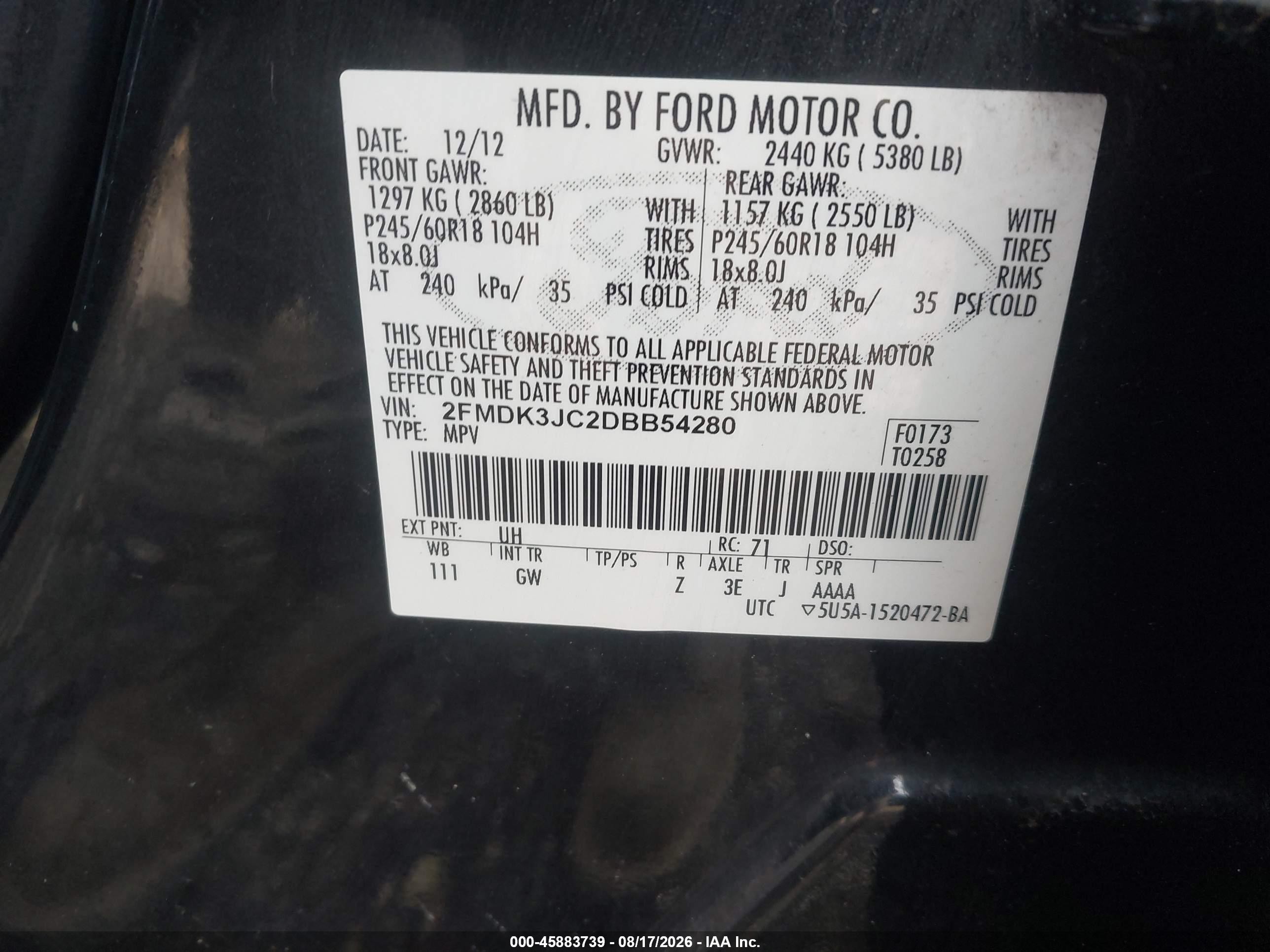 2013 Ford Edge Sel Black vin: 2FMDK3JC2DBB54280