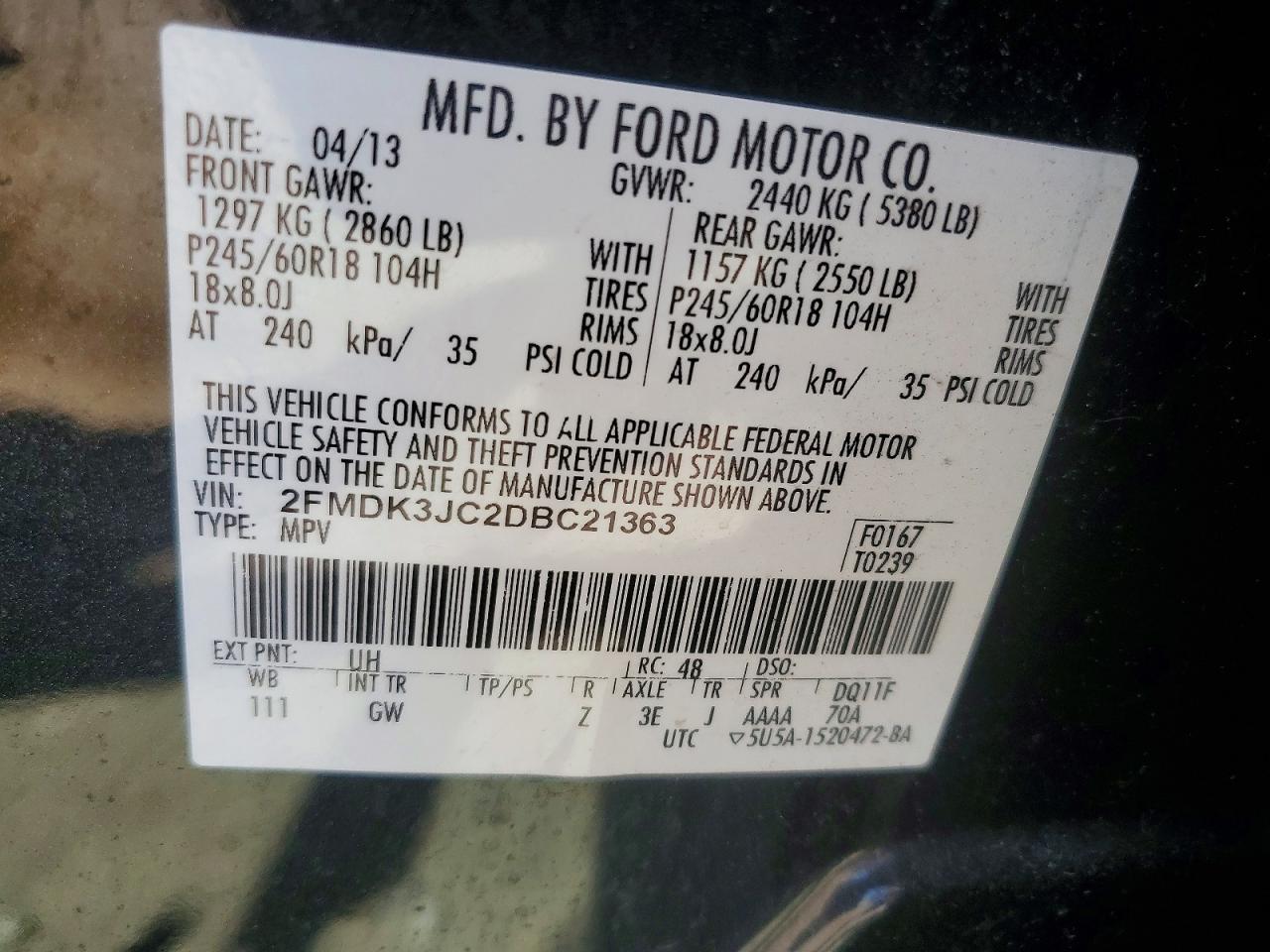 2013 Ford Edge Sel Black vin: 2FMDK3JC2DBC21363