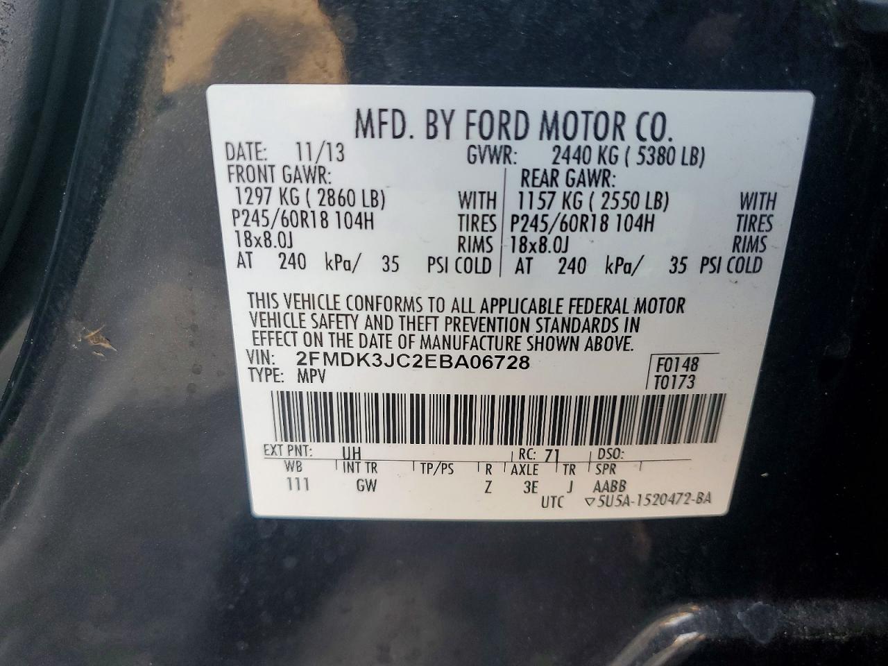 2014 Ford Edge Sel Black vin: 2FMDK3JC2EBA06728