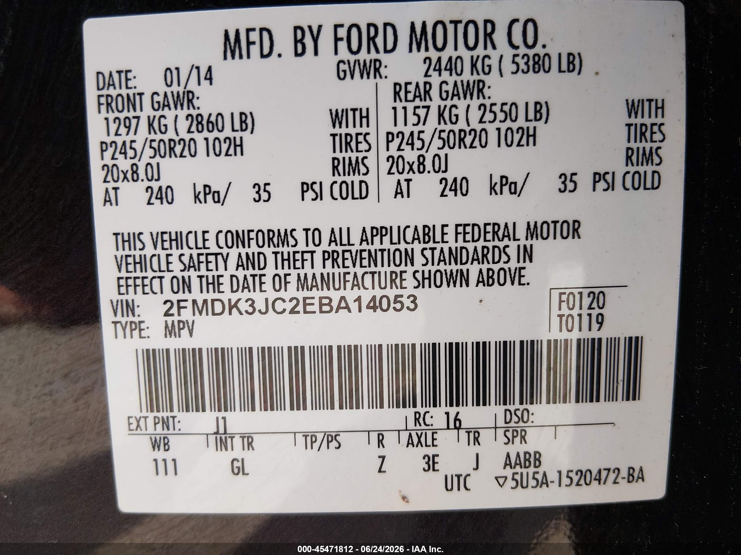 2014 Ford Edge Sel Purple vin: 2FMDK3JC2EBA14053