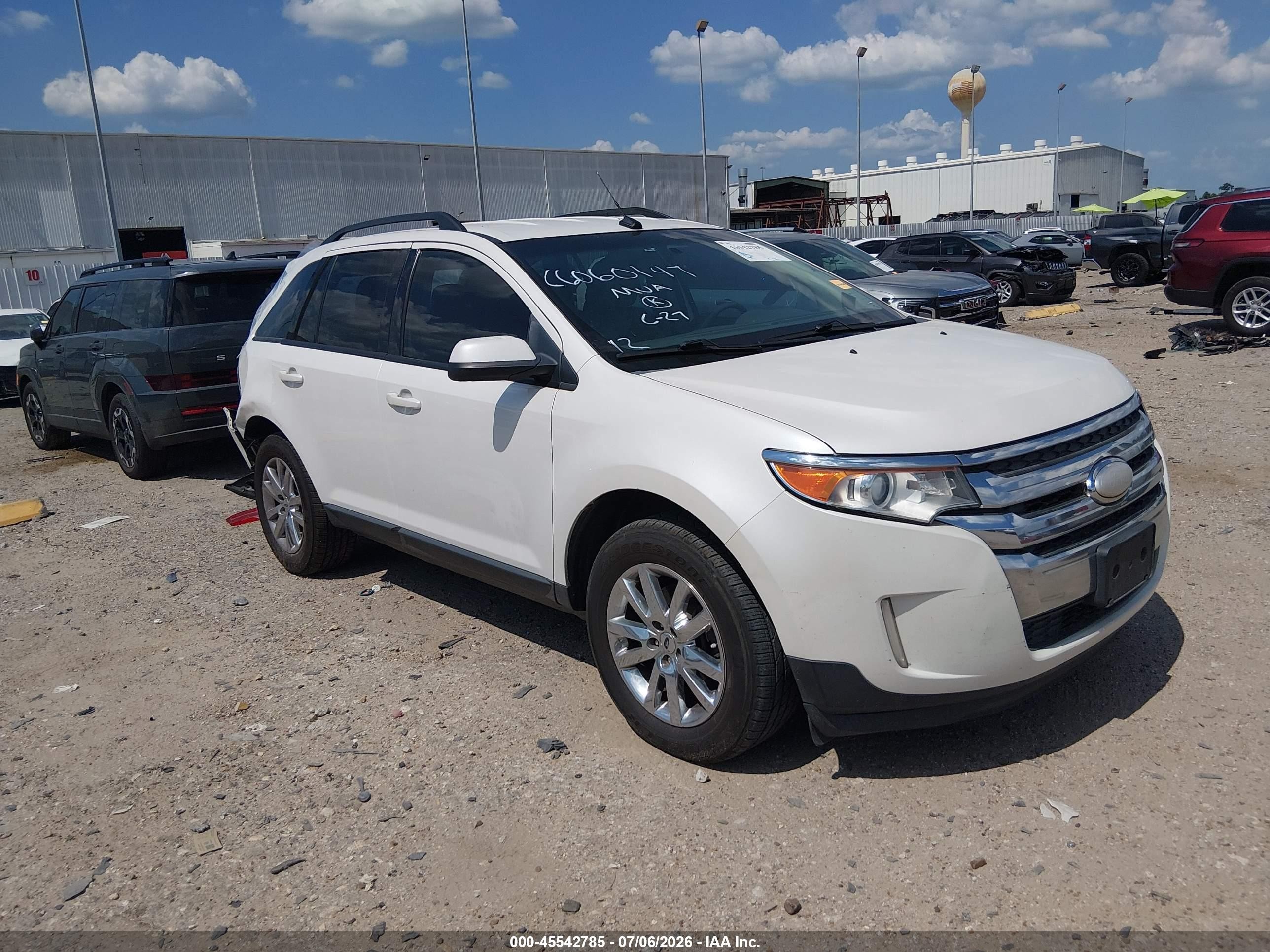 2012 Ford Edge Sel White vin: 2FMDK3JC3CBA80589