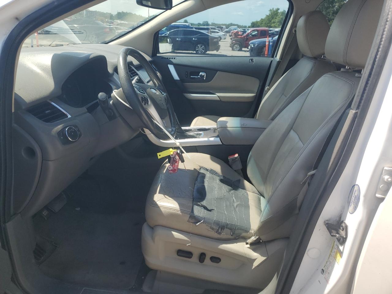 2012 Ford Edge Sel White vin: 2FMDK3JC3CBA87610 Damage: Left Front Seat, Worn, Replacement Required