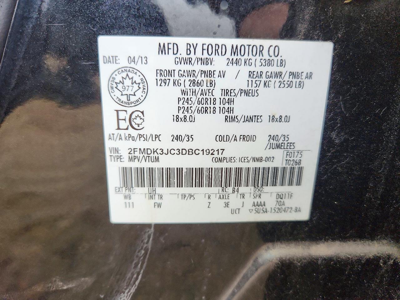 2013 Ford Edge Sel Black vin: 2FMDK3JC3DBC19217