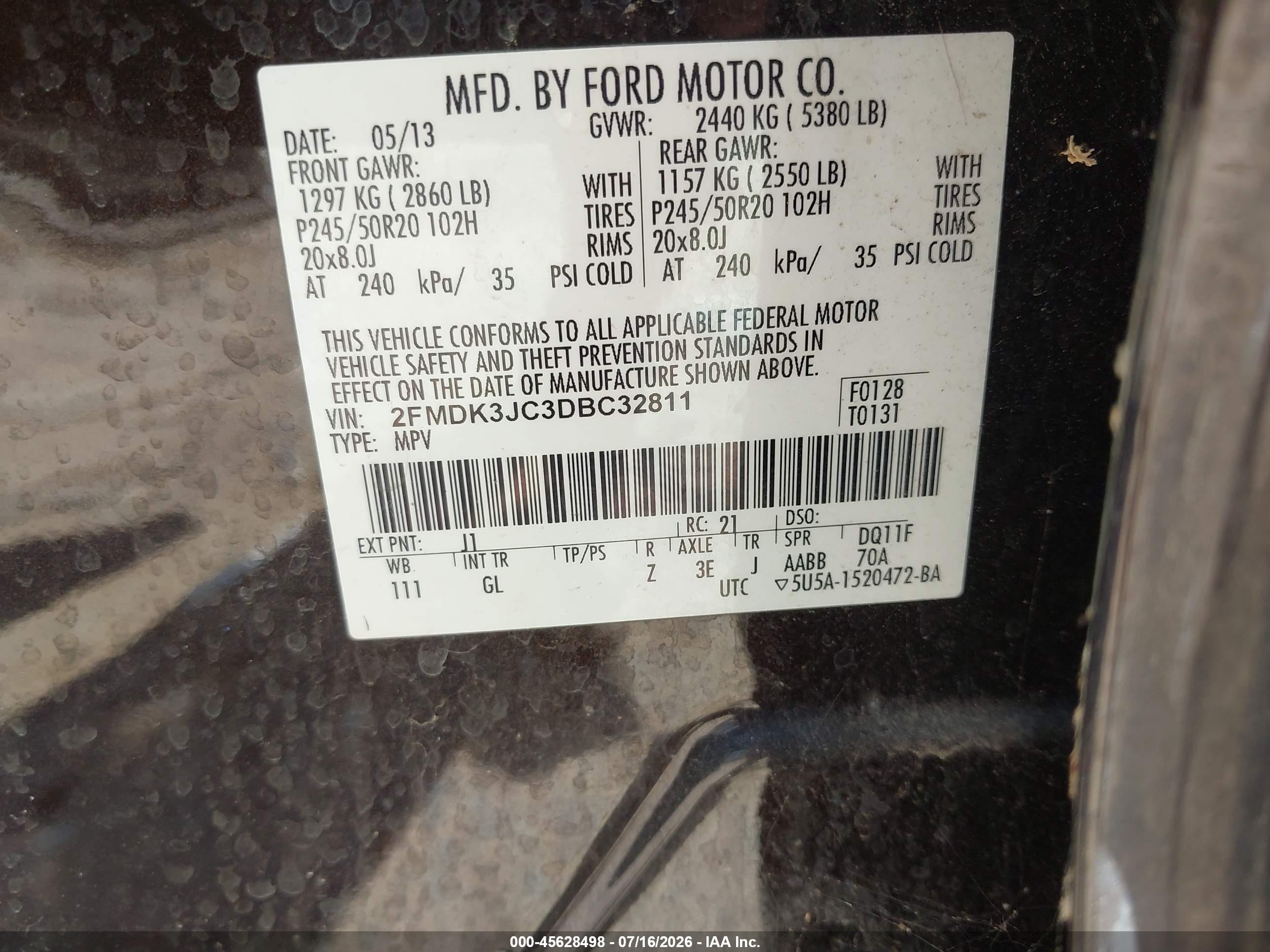 2013 Ford Edge Sel Фиолетовый vin: 2FMDK3JC3DBC32811