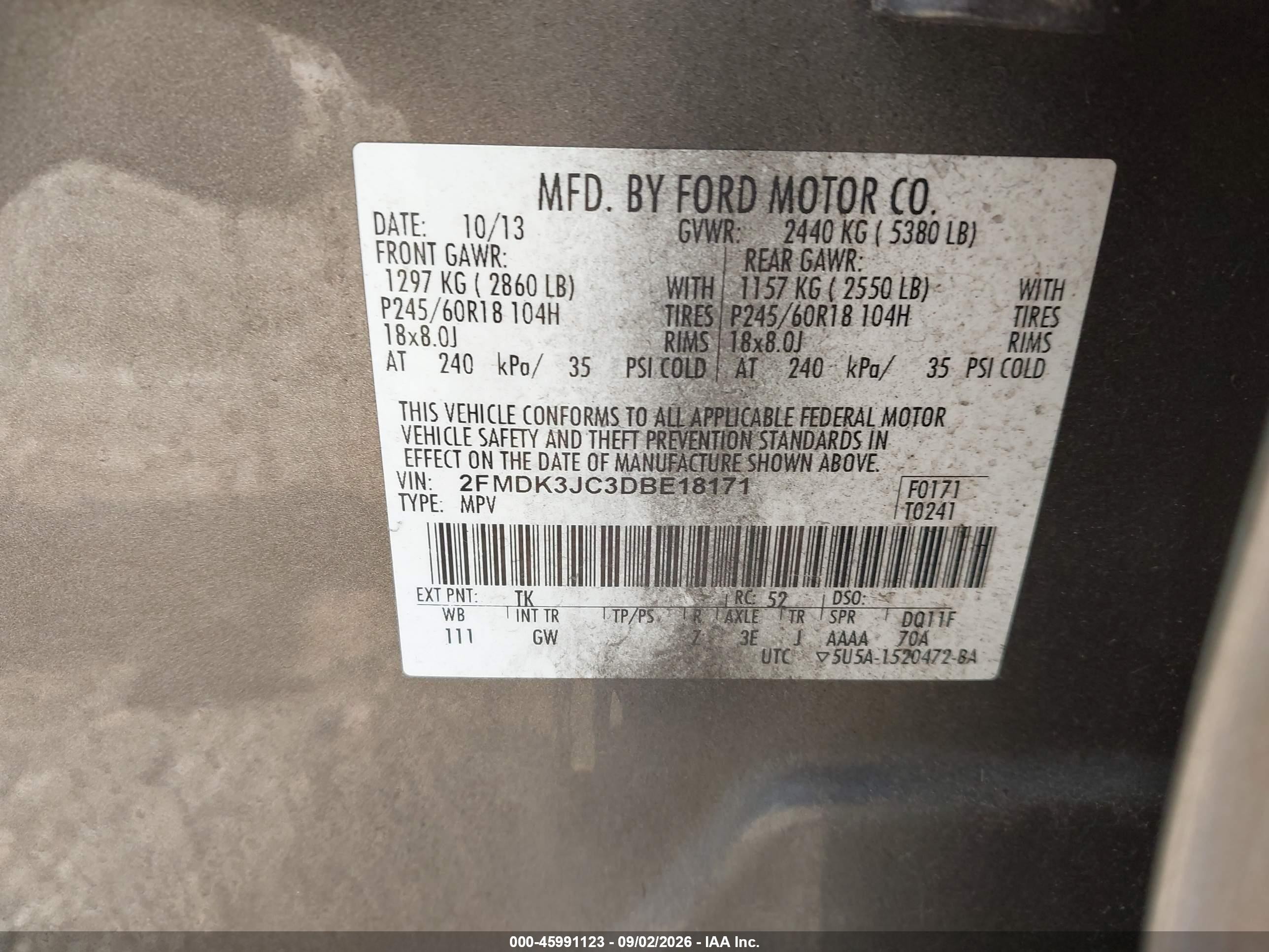 2013 Ford Edge Sel Gray vin: 2FMDK3JC3DBE18171
