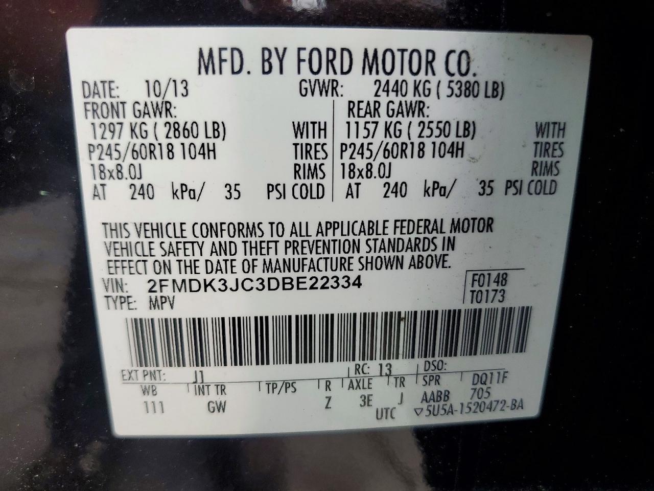 2013 Ford Edge Sel Black vin: 2FMDK3JC3DBE22334
