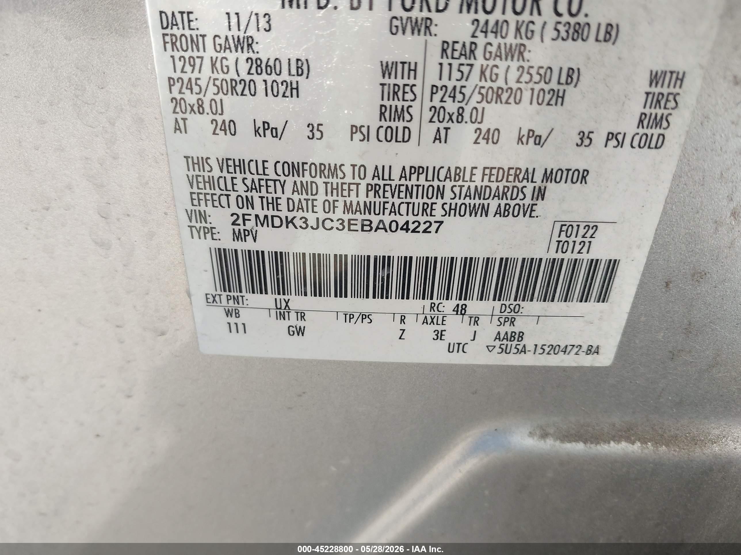 2014 Ford Edge Sel Silver vin: 2FMDK3JC3EBA04227