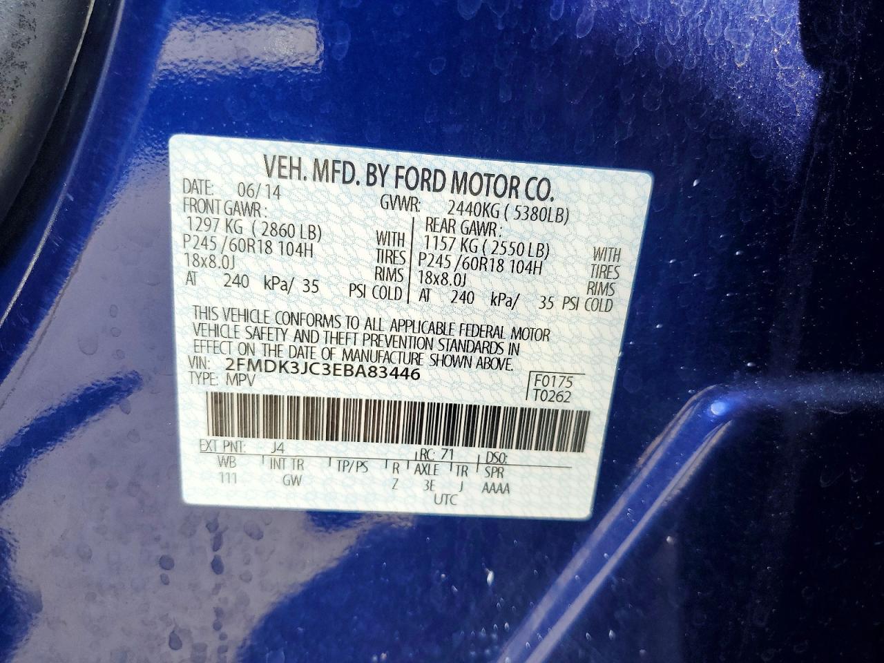 2014 Ford Escape Se Blue vin: 2FMDK3JC3EBA83446