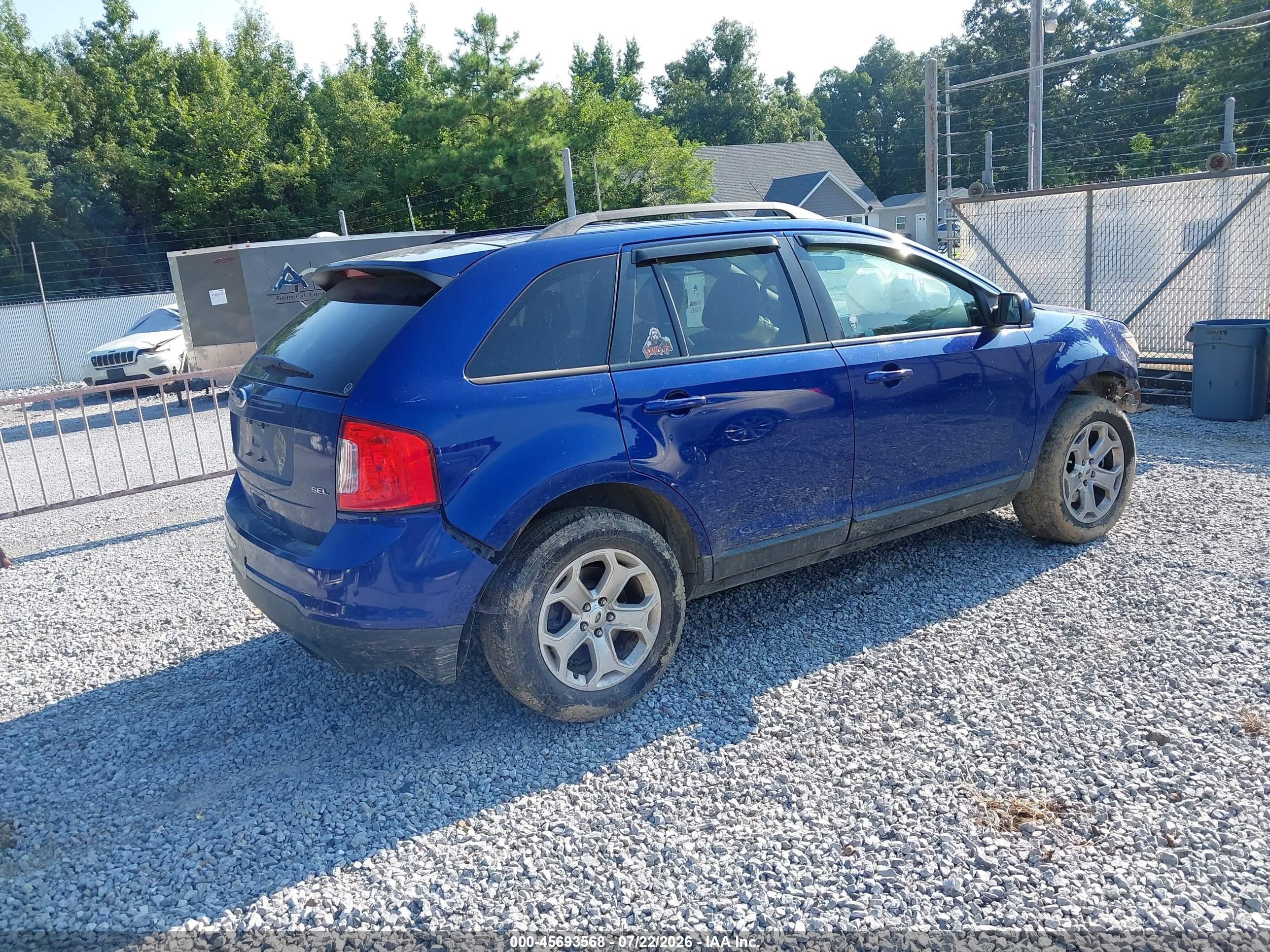 2014 Ford Edge Sel Blue vin: 2FMDK3JC3EBB40597