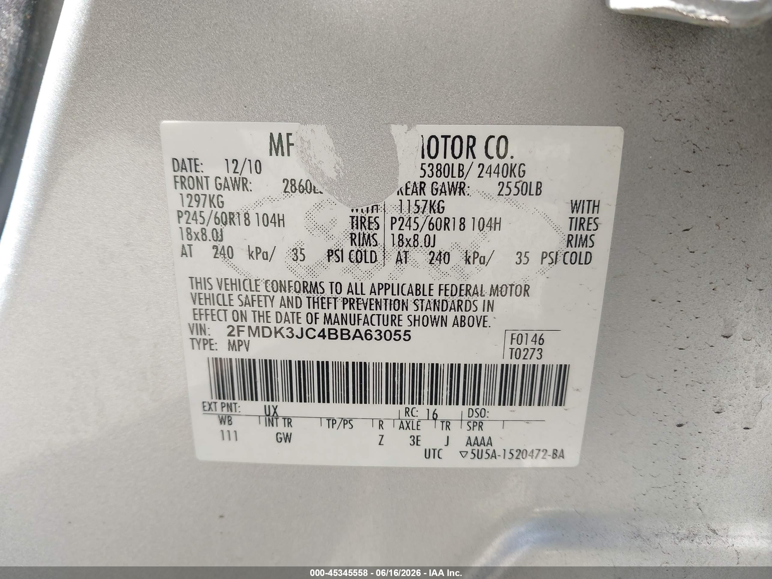 2011 Ford Edge Sel Silver vin: 2FMDK3JC4BBA63055
