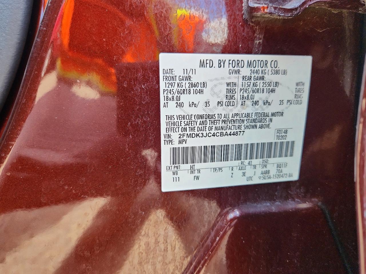2012 Ford Edge Sel Brown vin: 2FMDK3JC4CBA44877