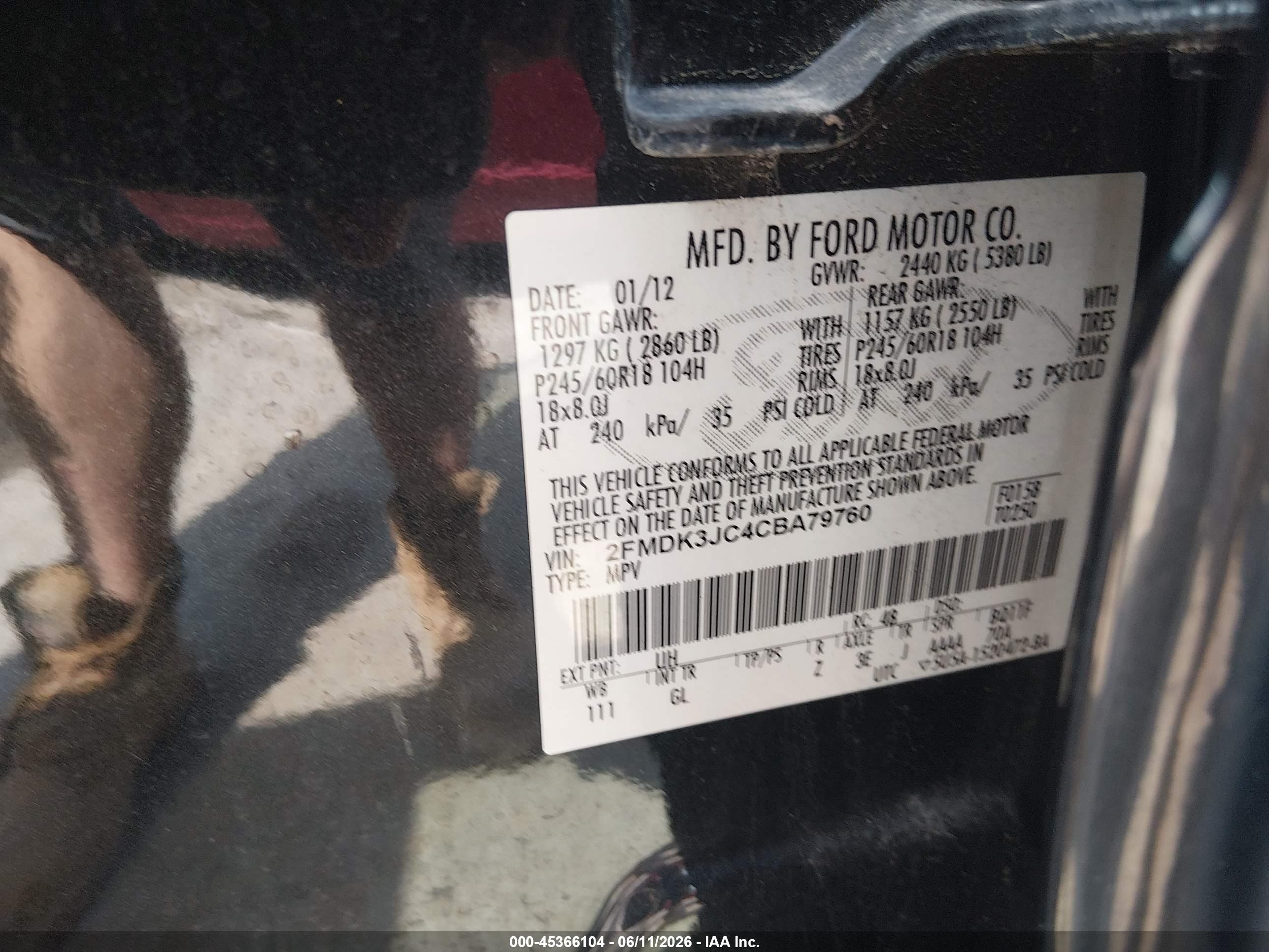 2012 Ford Edge Sel Black vin: 2FMDK3JC4CBA79760