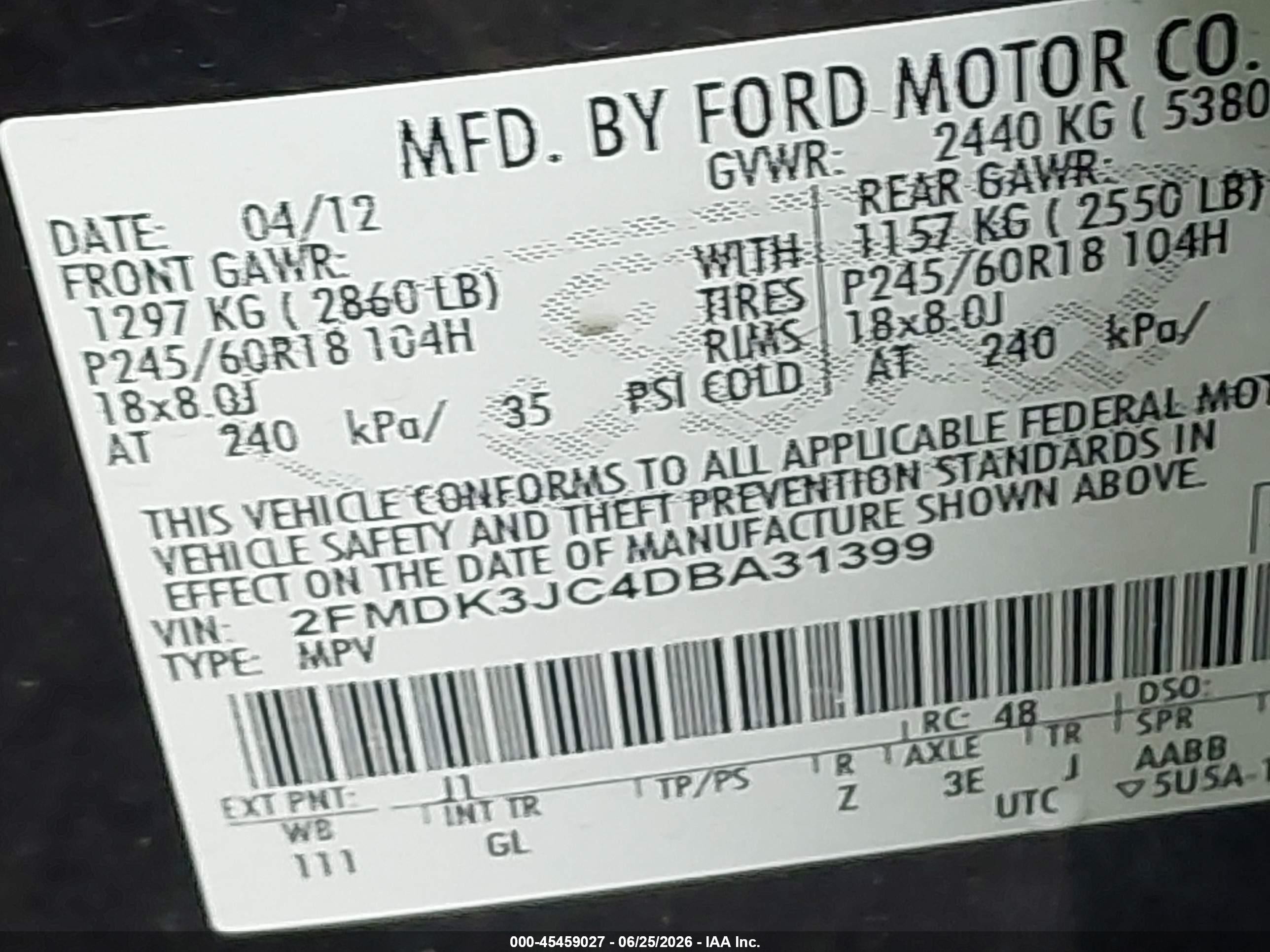2013 Ford Edge Sel Black vin: 2FMDK3JC4DBA31399