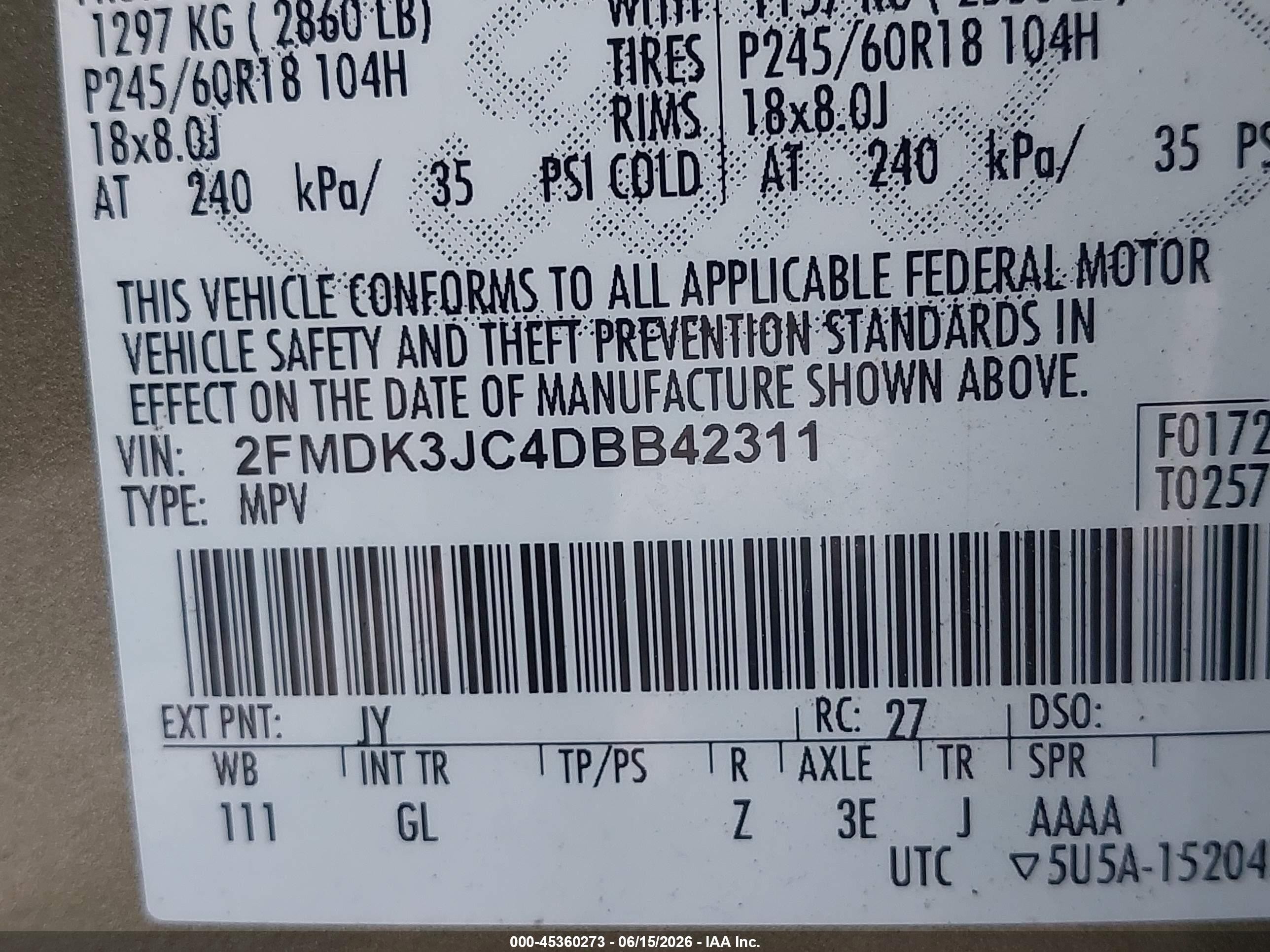 2013 Ford Edge Sel Green vin: 2FMDK3JC4DBB42311