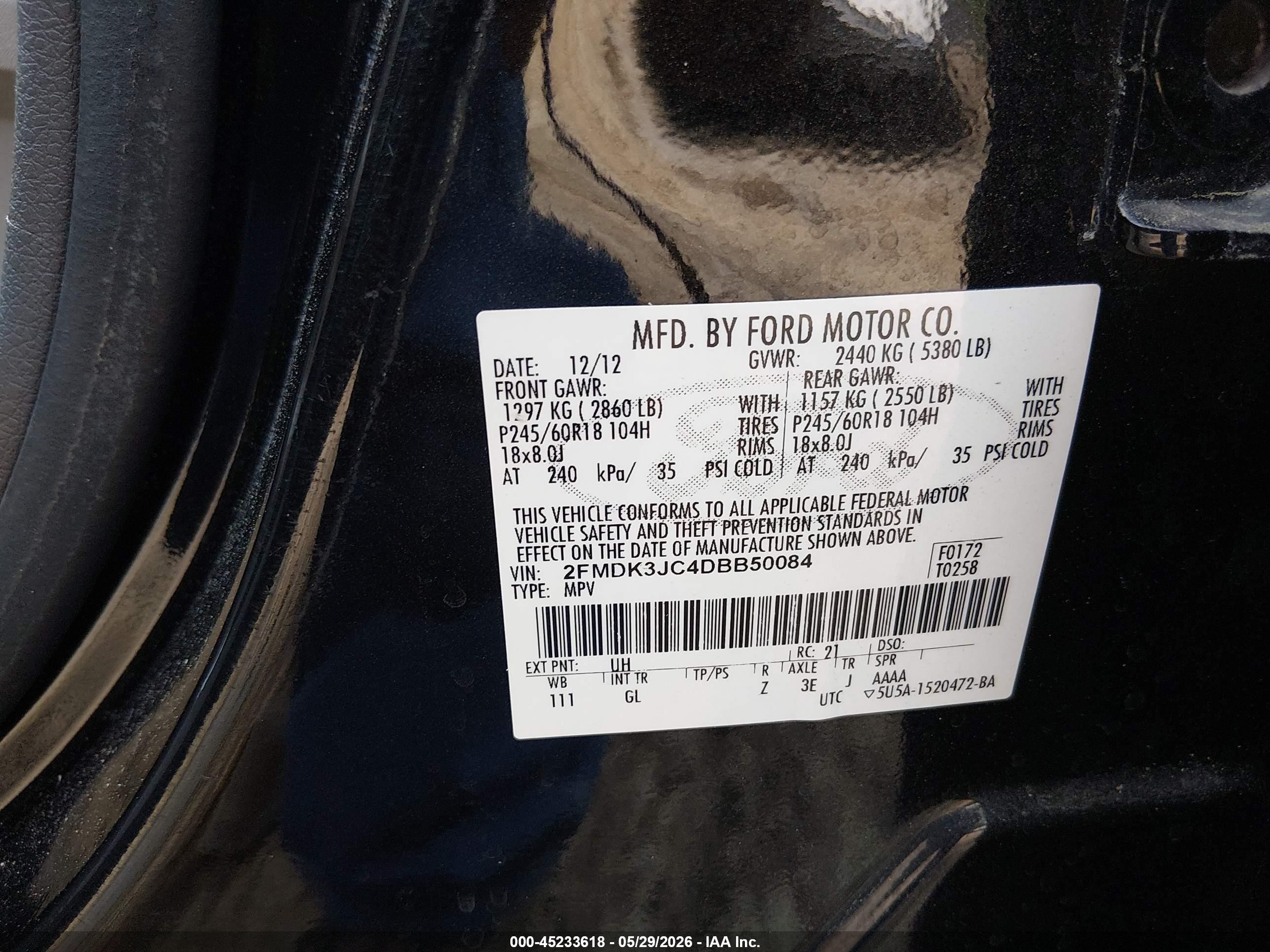 2013 Ford Edge Sel Black vin: 2FMDK3JC4DBB50084