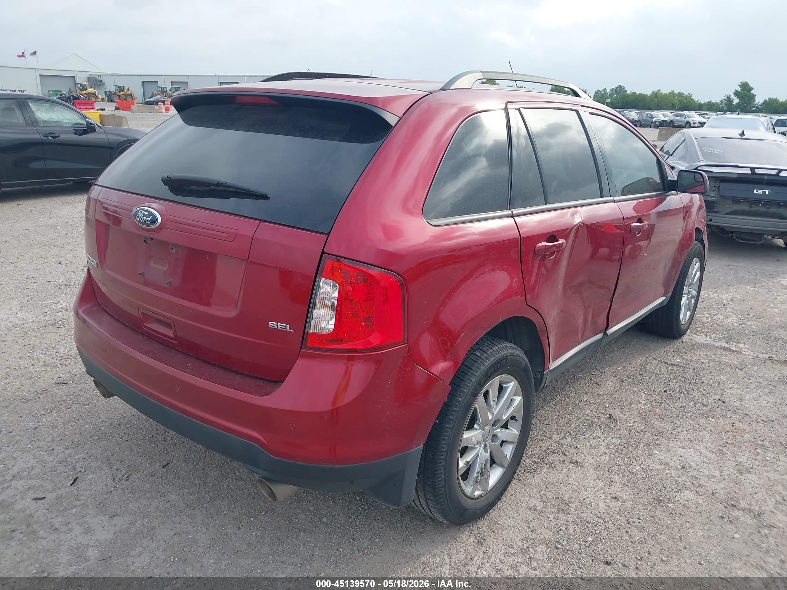 2013 Ford Edge Sel Red vin: 2FMDK3JC4DBB86406