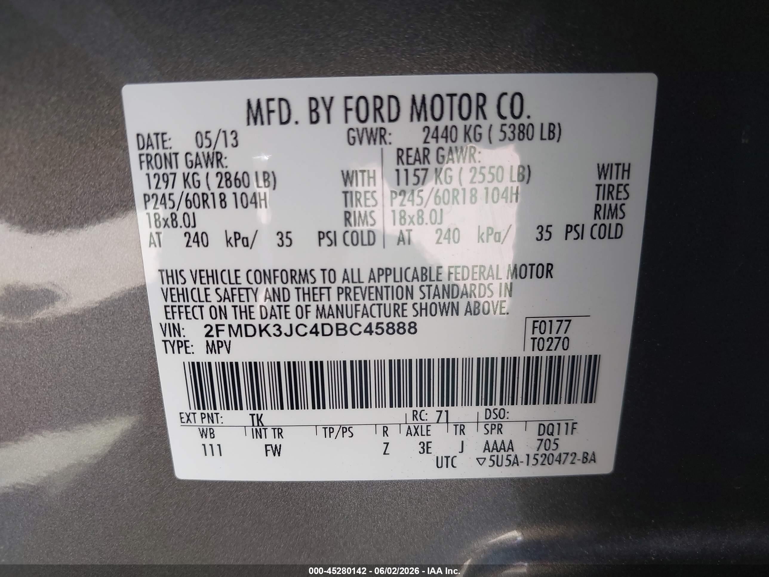 2013 Ford Edge Sel Коричневый vin: 2FMDK3JC4DBC45888