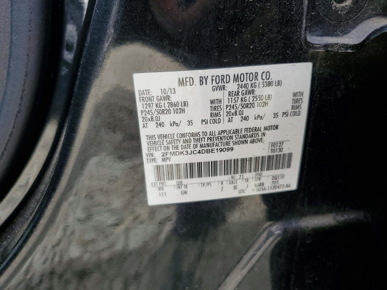 2013 Ford Edge Sel Black vin: 2FMDK3JC4DBE19099