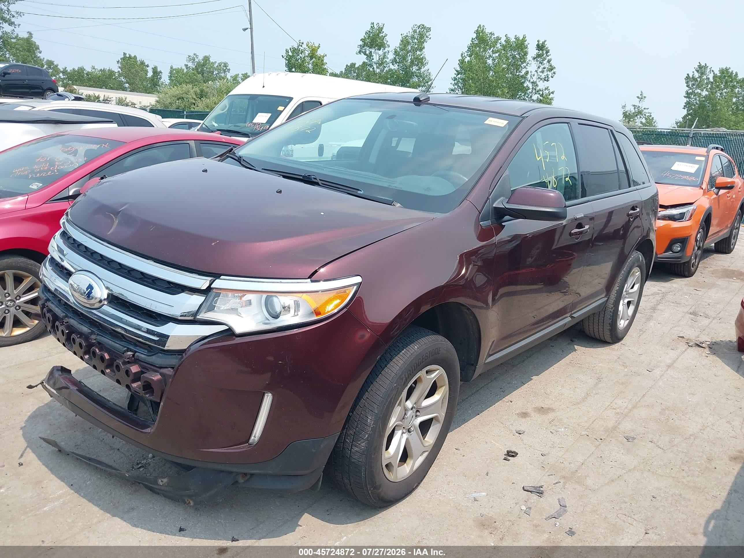 2012 Ford Edge Sel Burgundy vin: 2FMDK3JC5CBA36643