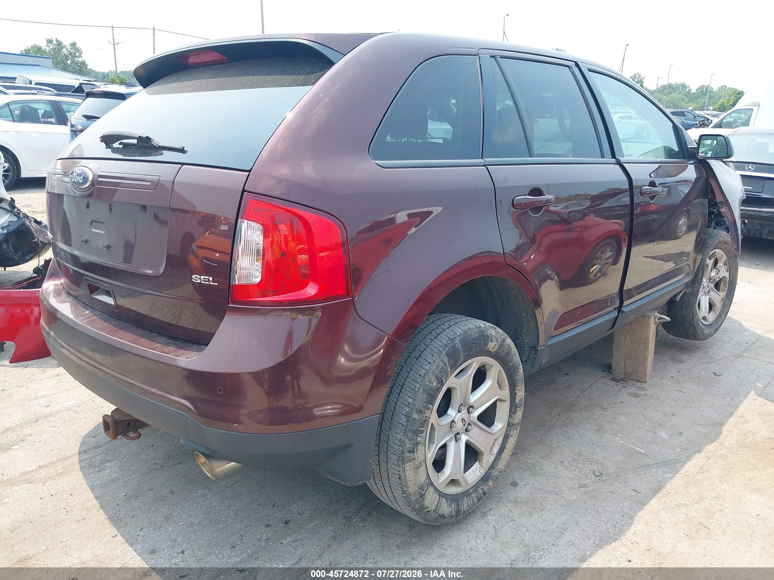 2012 Ford Edge Sel Burgundy vin: 2FMDK3JC5CBA36643