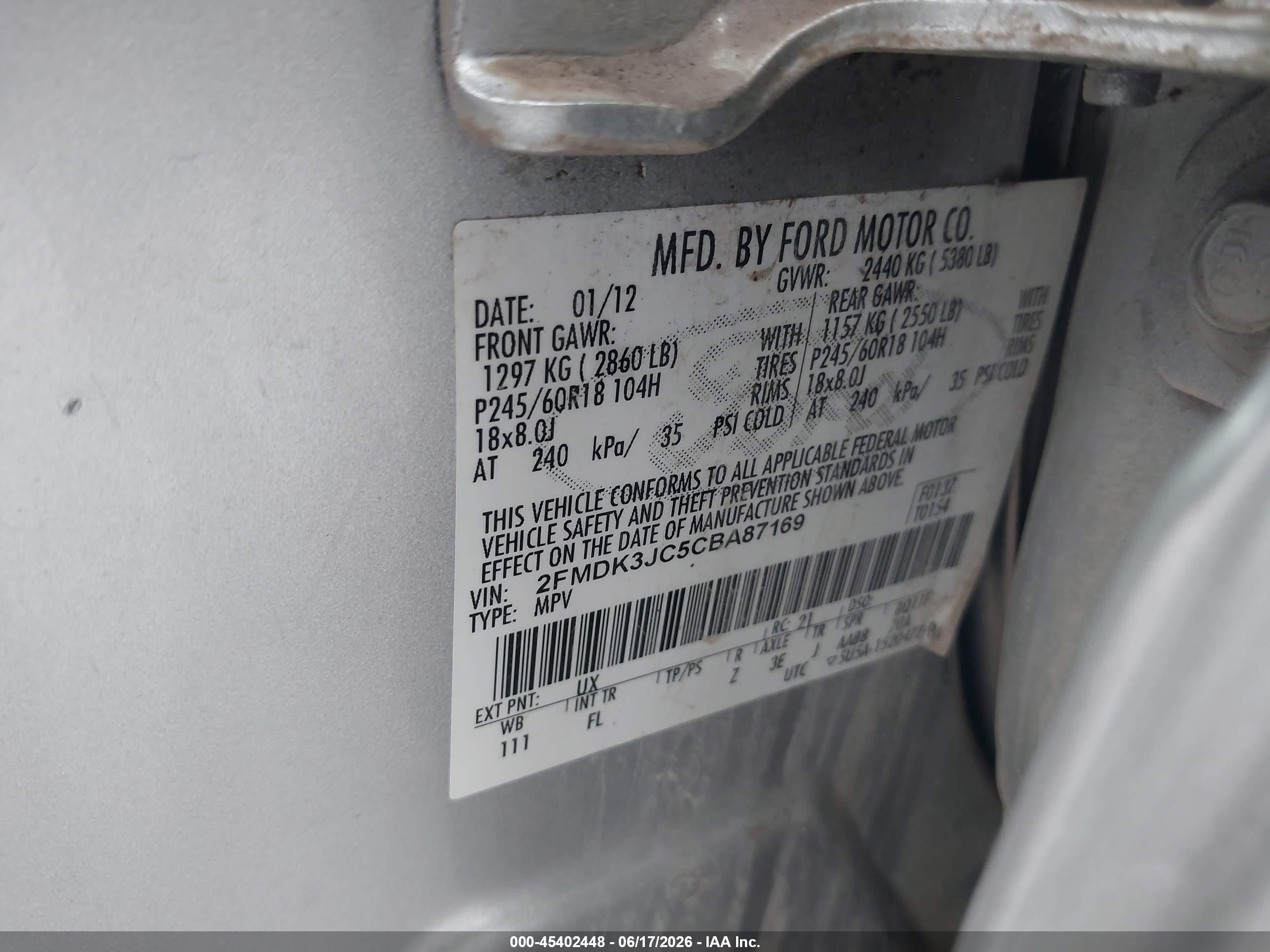 2012 Ford Edge Sel Silver vin: 2FMDK3JC5CBA87169