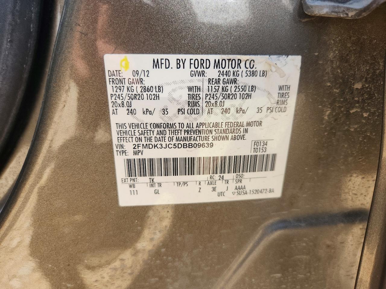 2013 Ford Edge Sel Gray vin: 2FMDK3JC5DBB09639