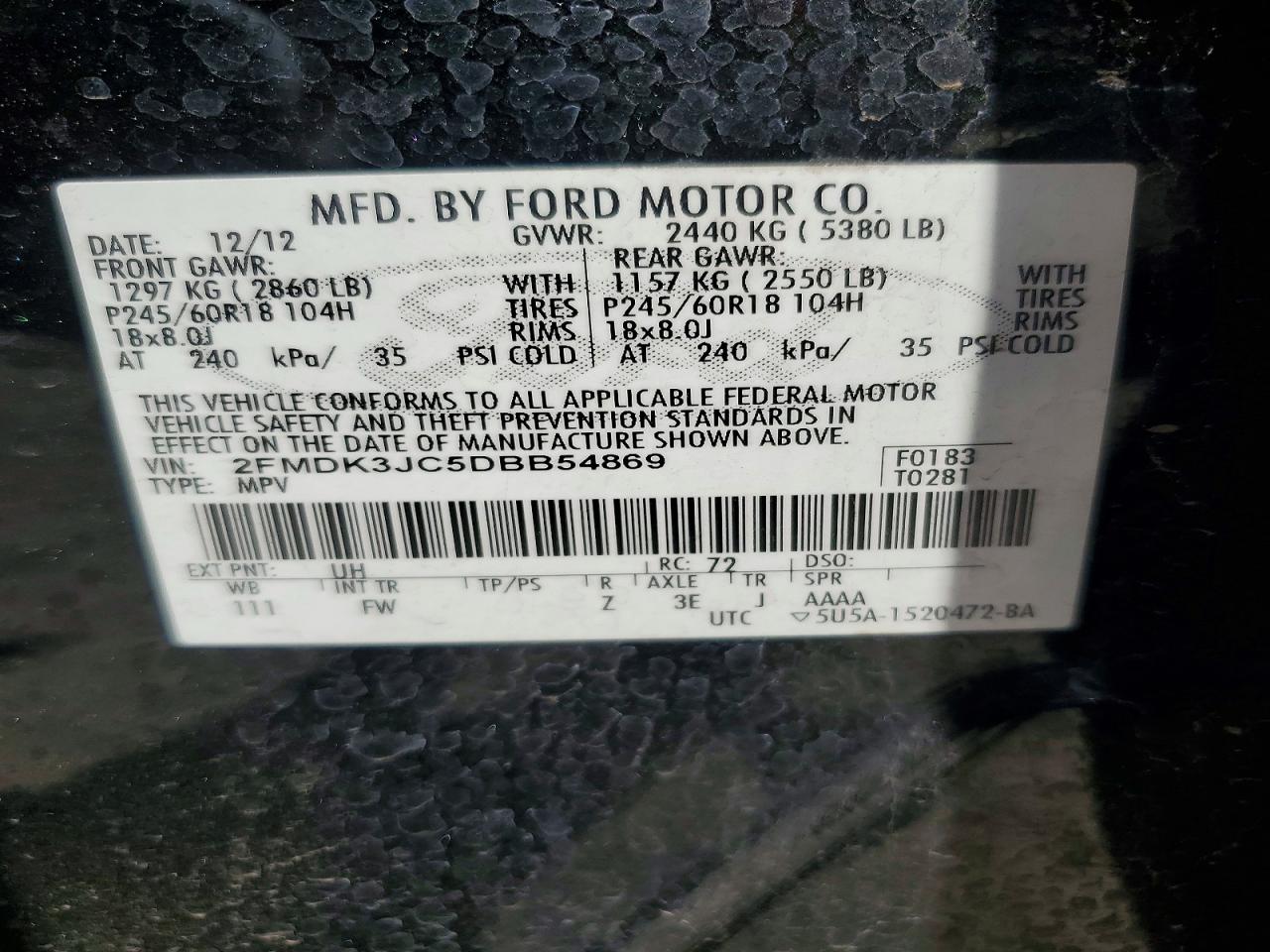 2013 Ford Edge Sel Black vin: 2FMDK3JC5DBB54869