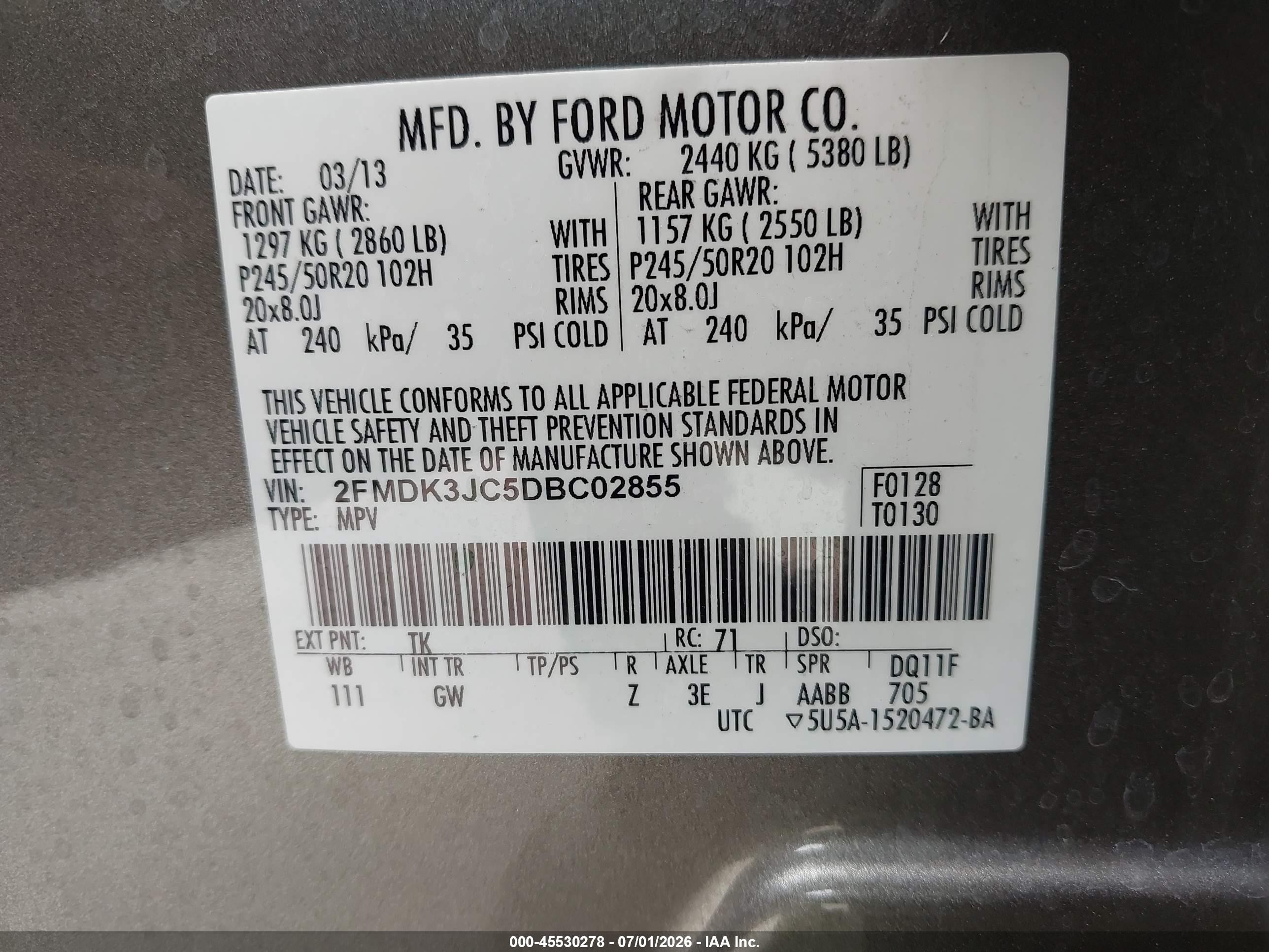 2013 Ford Edge Sel Brown vin: 2FMDK3JC5DBC02855