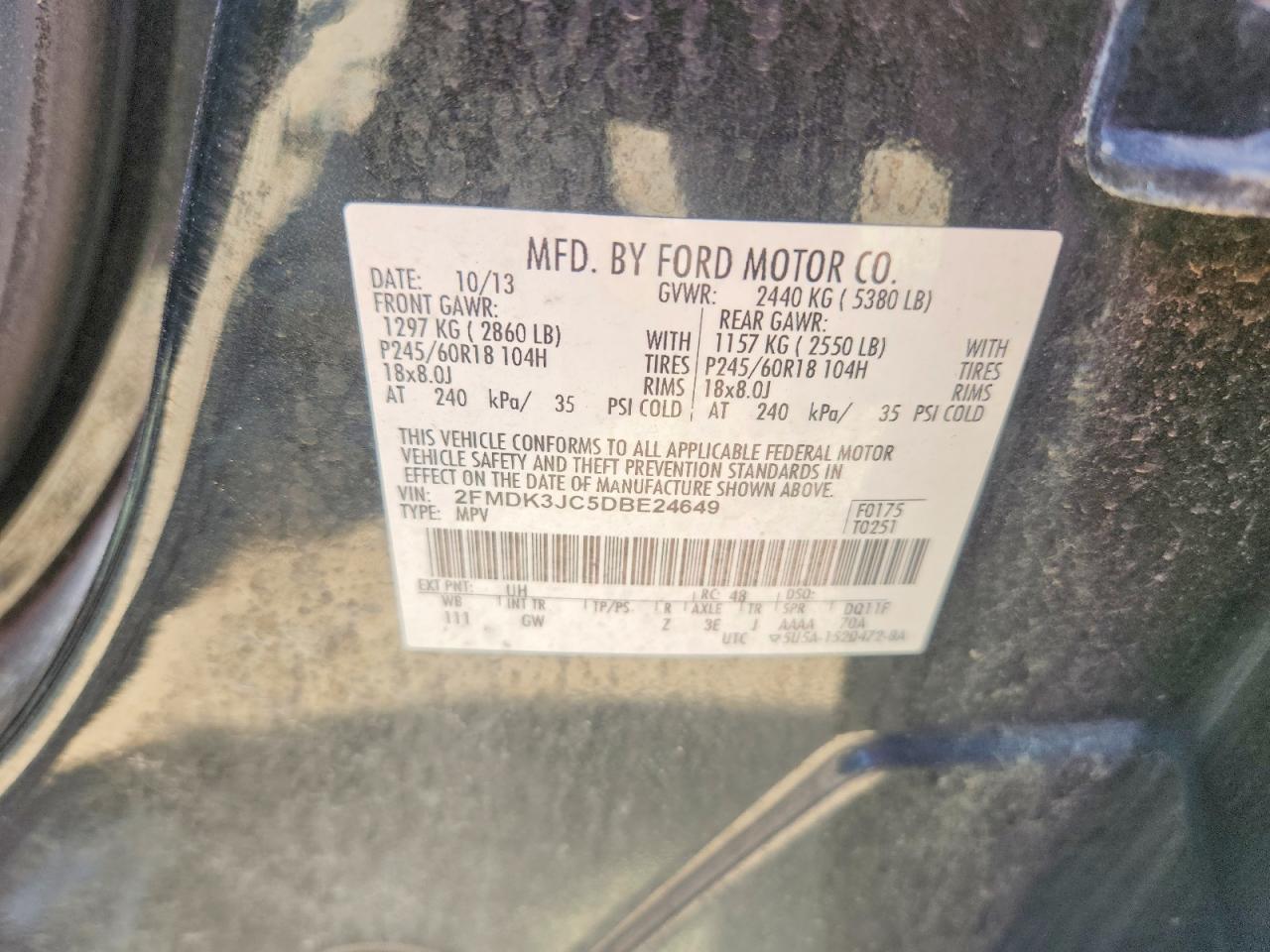 2013 Ford Edge Sel Black vin: 2FMDK3JC5DBE24649