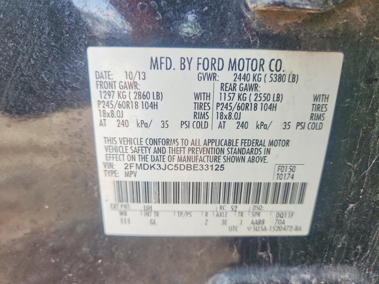 2013 Ford Edge Sel Black vin: 2FMDK3JC5DBE33125