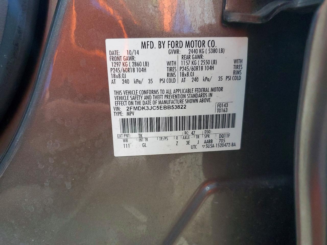 2014 Ford Edge Sel Brown vin: 2FMDK3JC5EBB53822