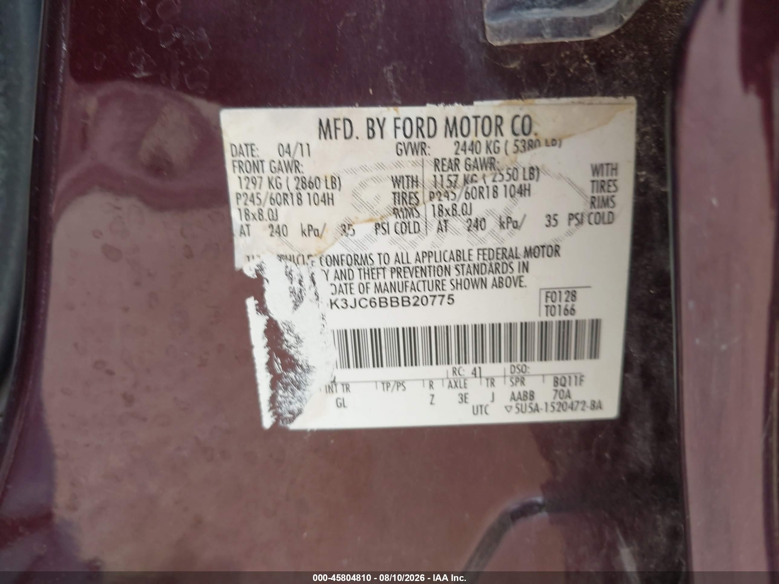 2011 Ford Edge Sel Brown vin: 2FMDK3JC6BBB20775