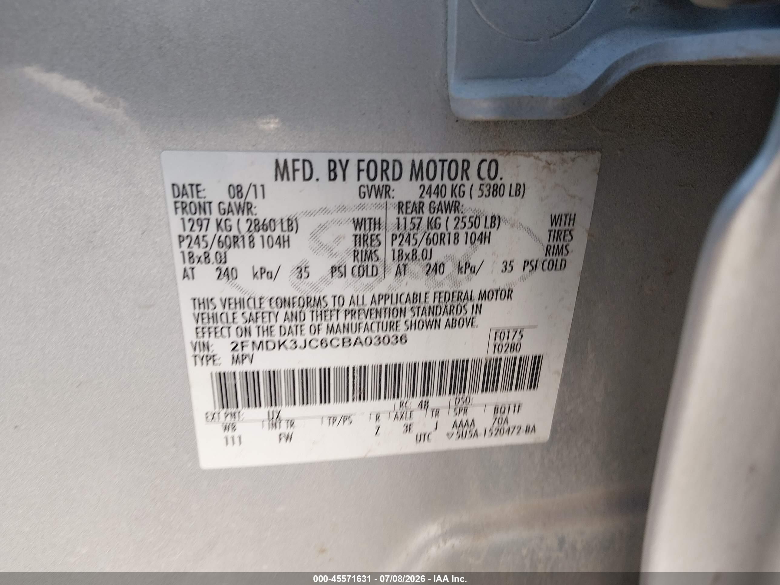 2012 Ford Edge Sel Silver vin: 2FMDK3JC6CBA03036