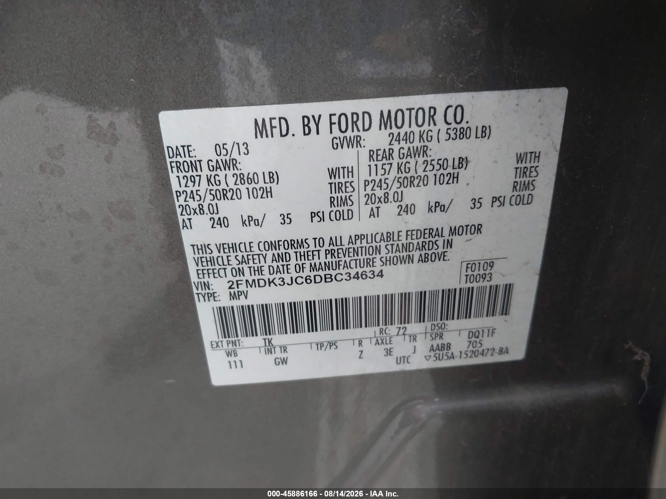 2013 Ford Edge Sel Brown vin: 2FMDK3JC6DBC34634