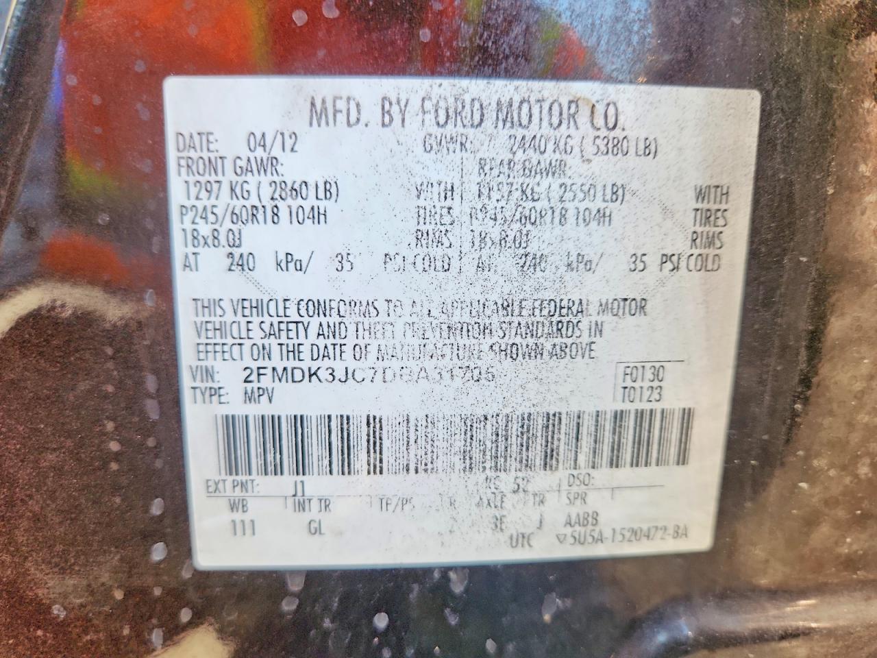 2013 Ford Edge Sel Burgundy vin: 2FMDK3JC7DBA31705