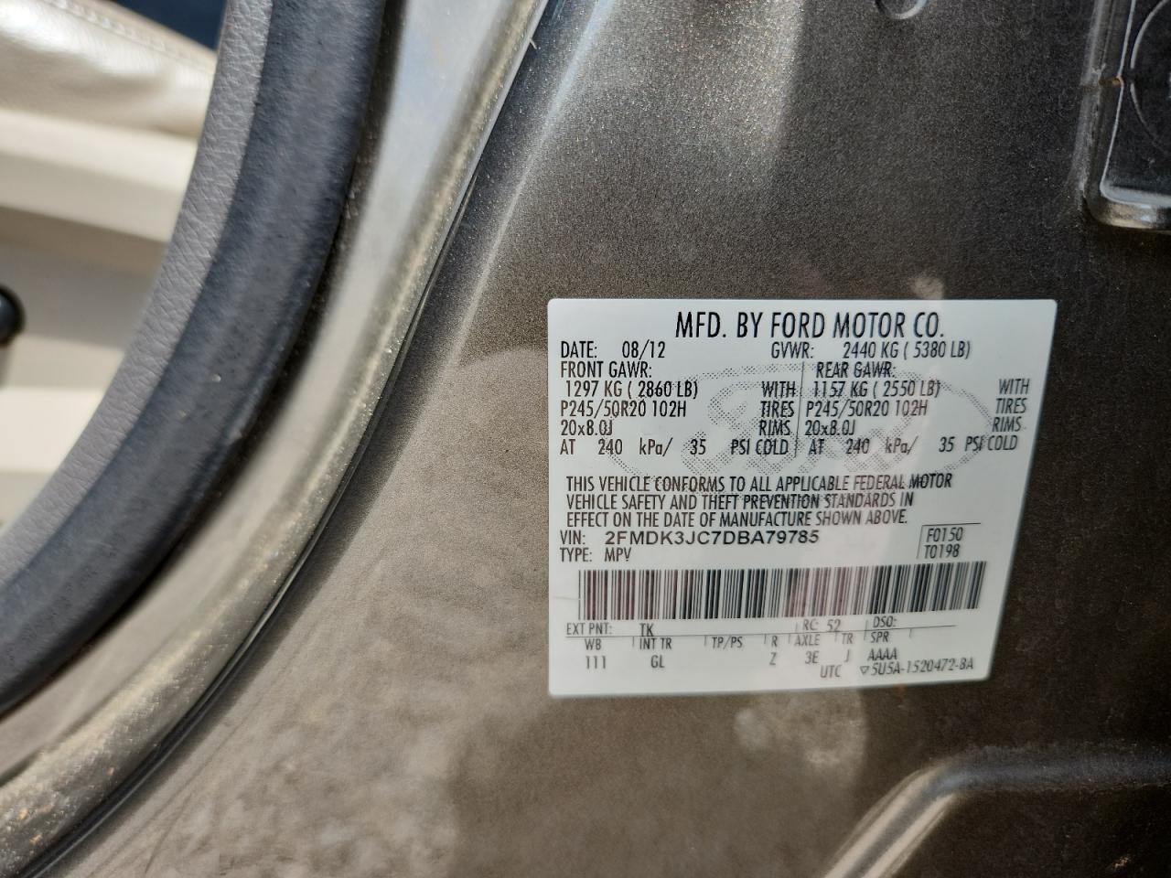 2013 Ford Edge Sel Gray vin: 2FMDK3JC7DBA79785