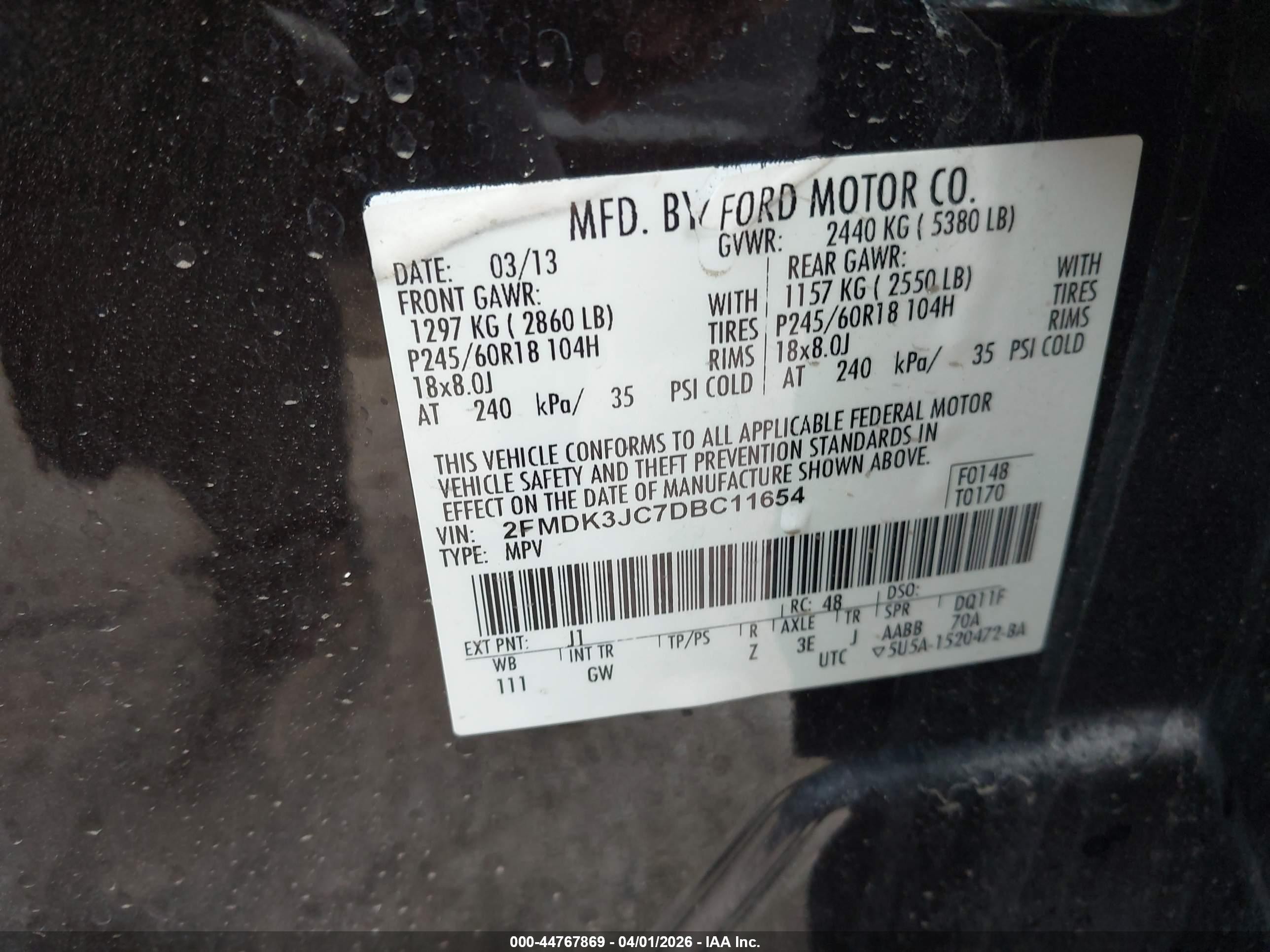 2013 Ford Edge Sel Фиолетовый vin: 2FMDK3JC7DBC11654