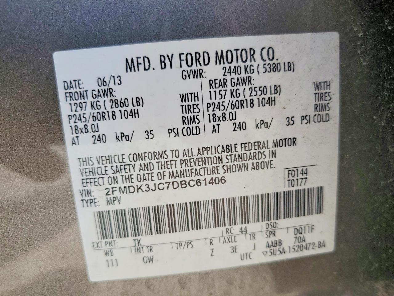 2013 Ford Edge Sel Brown vin: 2FMDK3JC7DBC61406