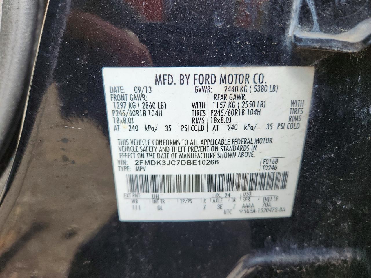 2013 Ford Edge Sel Black vin: 2FMDK3JC7DBE10266