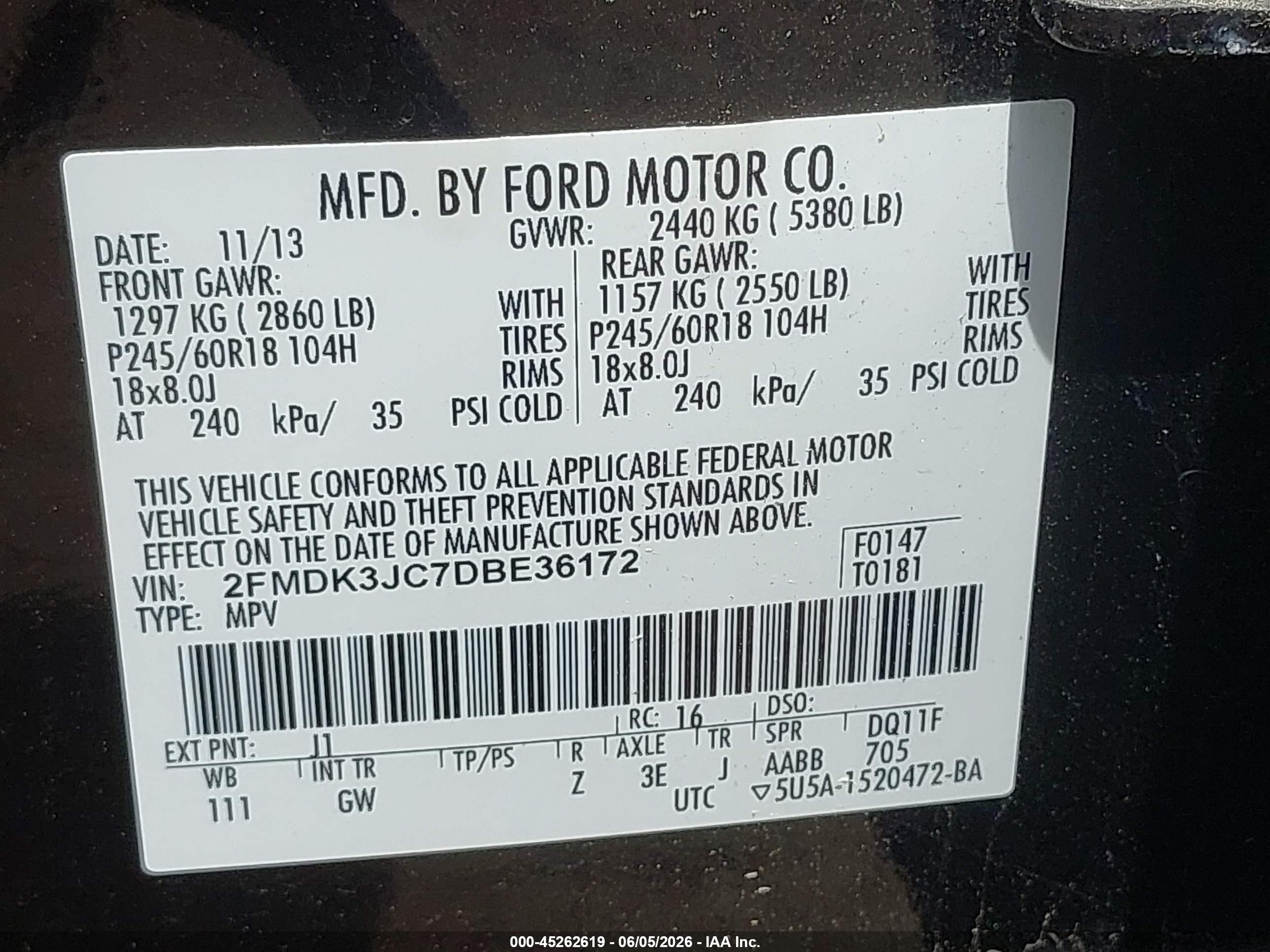2013 Ford Edge Sel Black vin: 2FMDK3JC7DBE36172