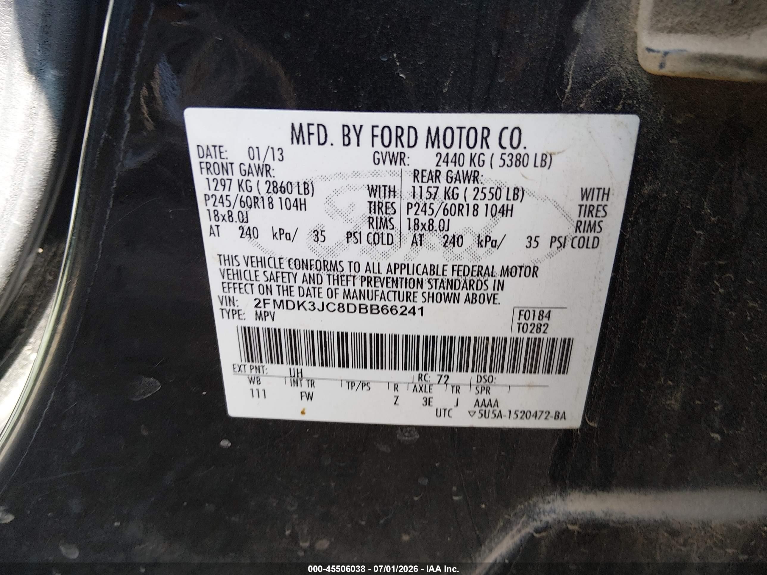 2013 Ford Edge Sel Black vin: 2FMDK3JC8DBB66241